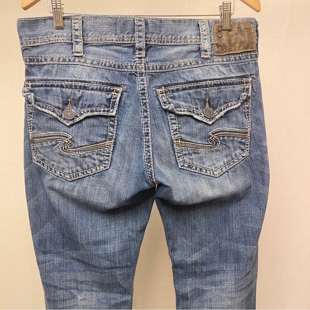 Silver Jeans 34x32 Nash Straight Leg 30” Inseam Mens Cotton Jeans Flap Pockets - Picture 7 of 14